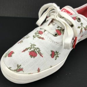 Keds Womens Lace Up Floral Print Roses